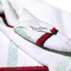 theedoek PUEBCO off white met rood en zwarte streep van recycled katoen