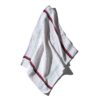 theedoek PUEBCO off white met rood en zwarte streep van recycled katoen