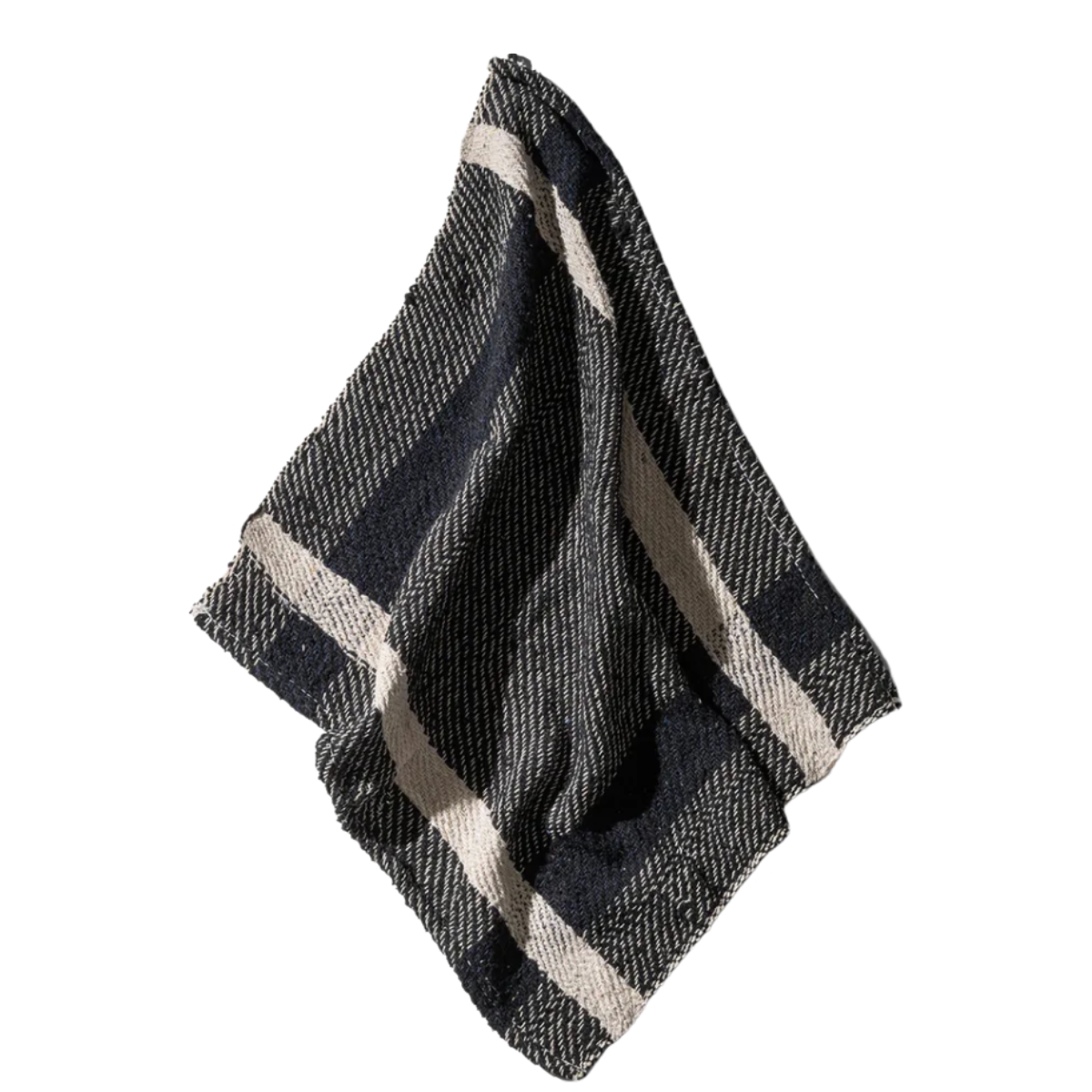 handdoek PUEBCO zwart met zwart/wit ruit van recycled stof