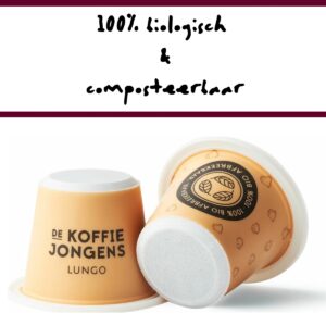 De KoffieJongens Lungo capsules 100% biologisch en composteerbaar
