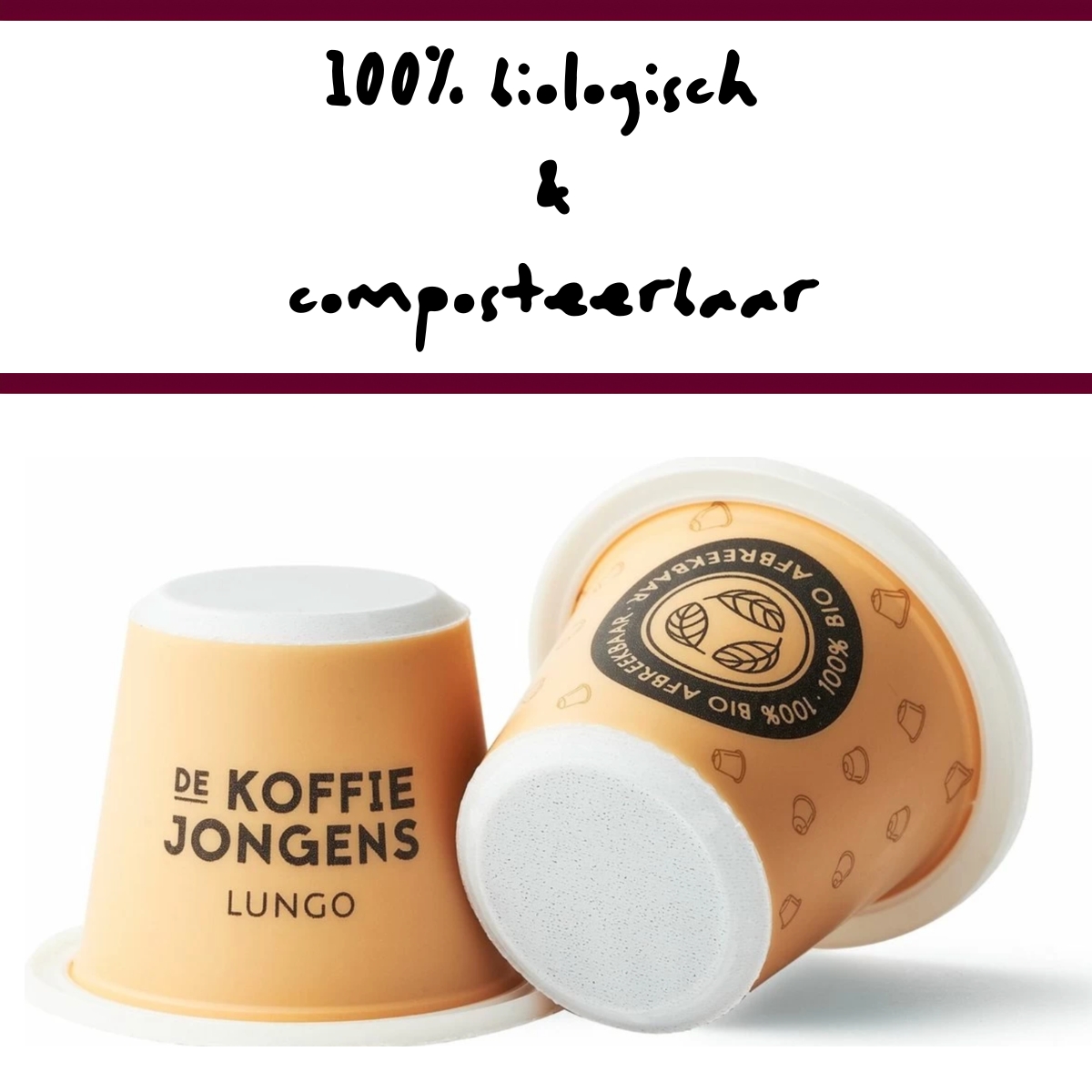 De KoffieJongens Lungo capsules 100% biologisch en composteerbaar