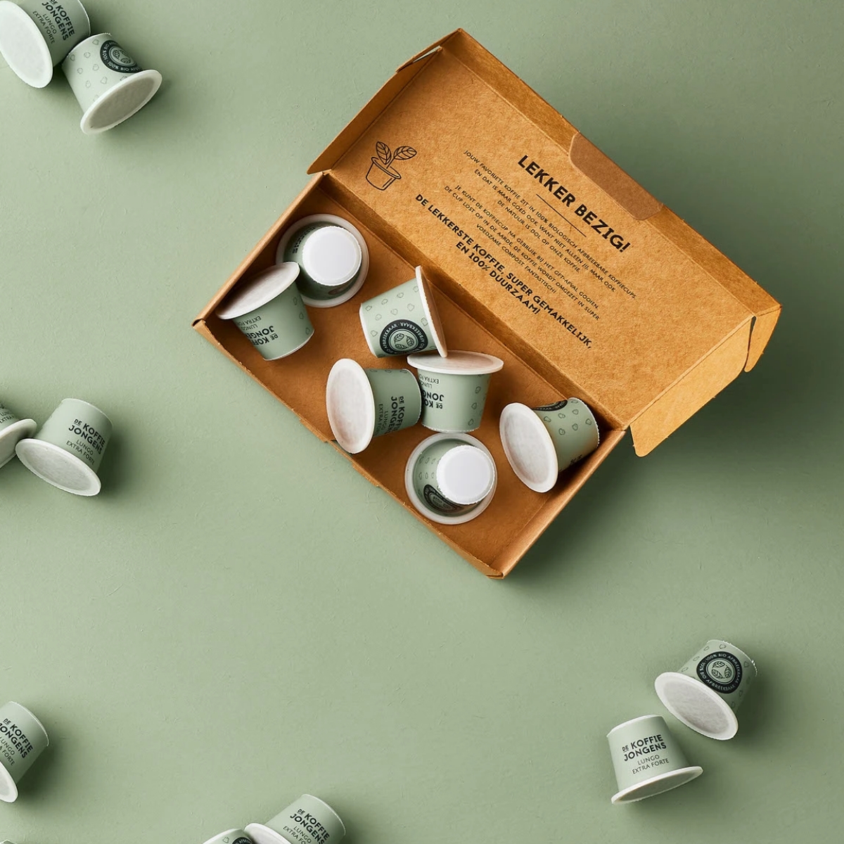 De KoffieJongens Lungo extra Forte capsules in openen verpakking