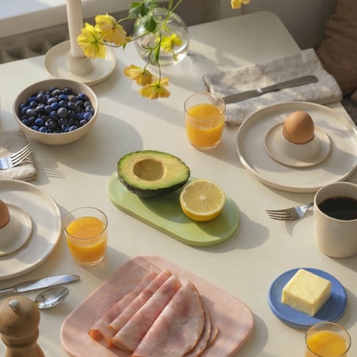 PLAYST ovaal creme bordje met een avocado en citroen erop gepresenteerd