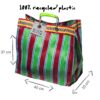 Puebco tas met groen en rode strepen gemaakt van 100% gerecycled plastic met maten