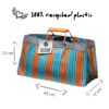 PUEBCO langwerpige tas met oranje blauw strepen gemaakt van 100% gerecycled plastic maatvoering