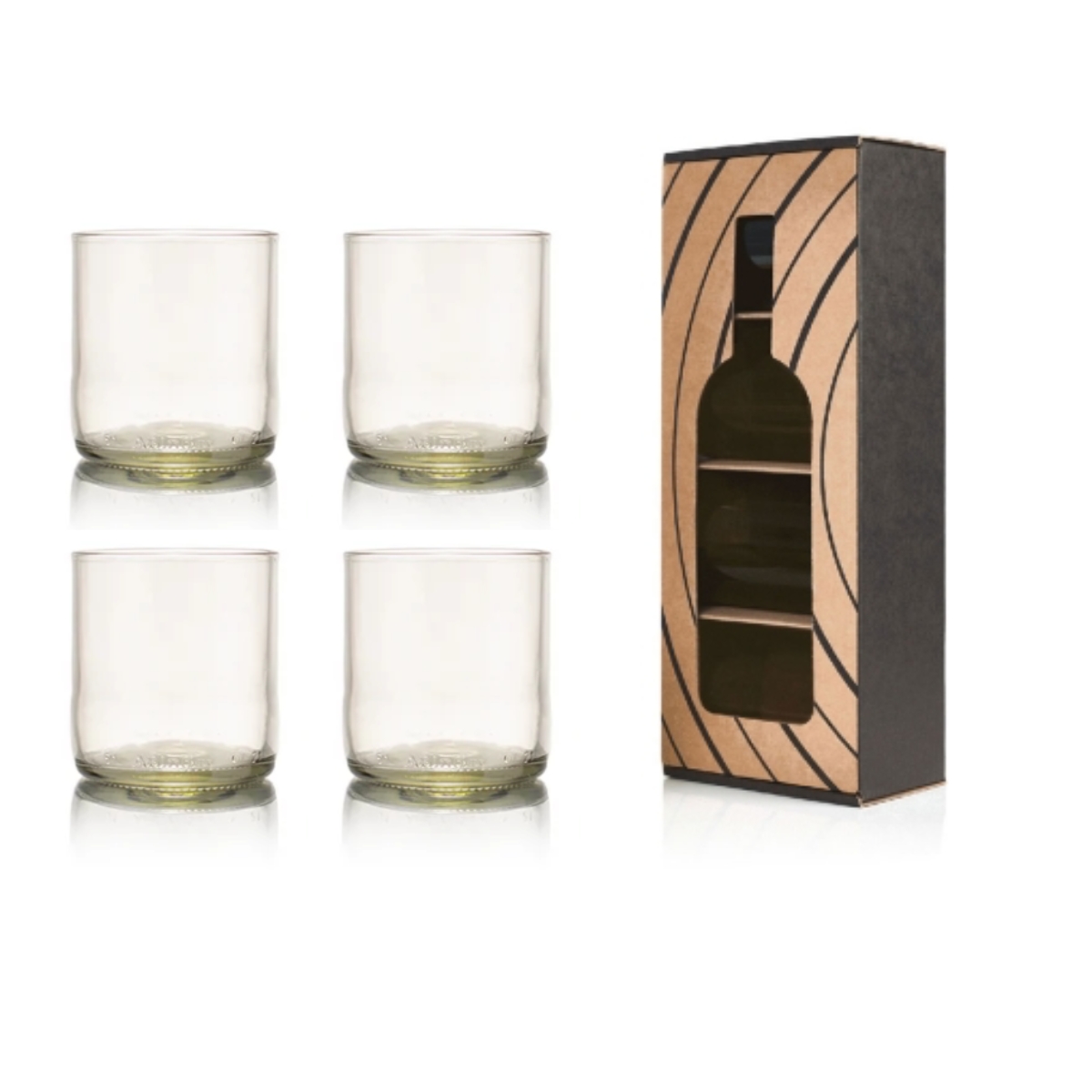 Rebottled tumbler short glazen, 4 pack, helder met verpakking