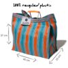 Puebco tas met oranje en blauwe strepen gemaakt van 100% gerecycled plastic met maten
