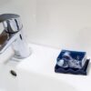 kobalt blauw keramiek zeepbakje met zigzagprofiel