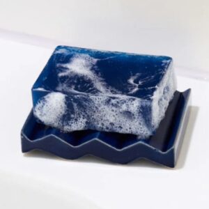 kobalt blauw keramiek zeepbakje met zigzagprofiel