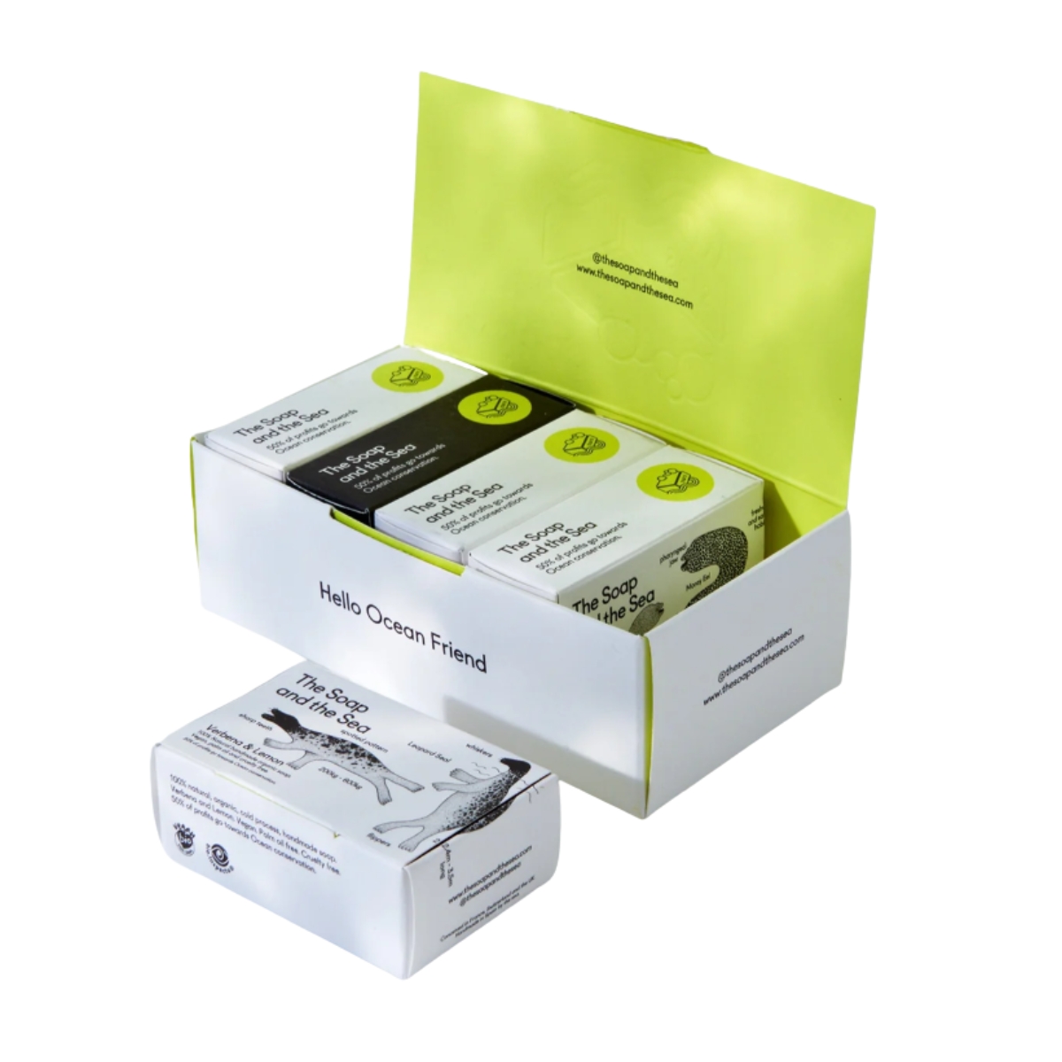 The Soap and the Sea giftbox Big Splash met alle 5 de zepen in een cadeauverpakking