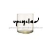 Rebottled tumbler short, 1 stuk, helder glas met de tekst upcycling