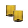 Rebottled tumbler short, 2 stuks, olijf-kleurig glas