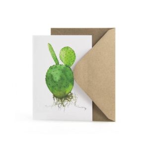 Wenskaart cactus Opuntia half in envelop