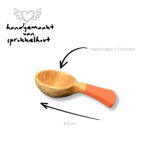 Alternative view of Maatschepje sprokkelhout oranje handvat 8,5 cm | handgemaakt