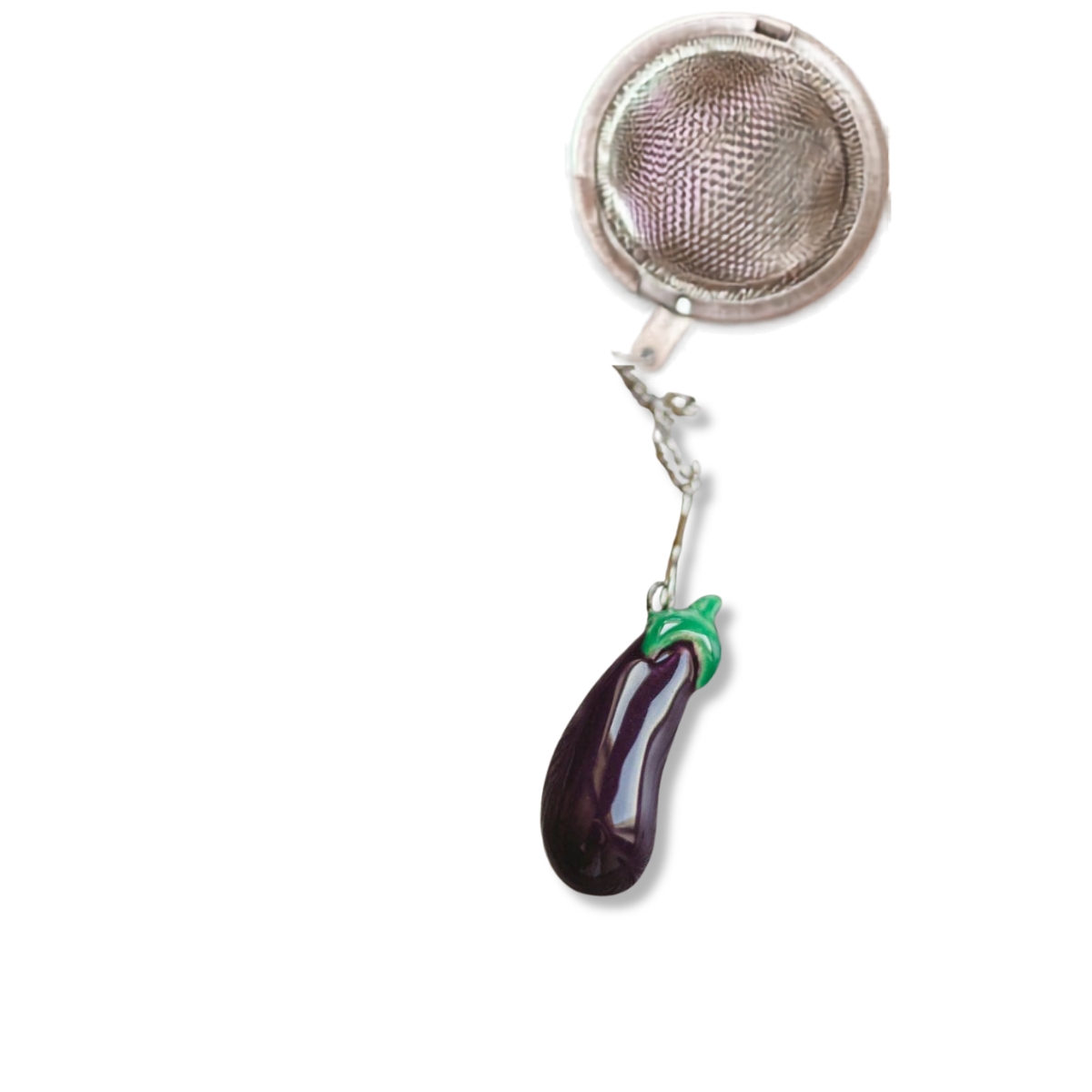 Thee-ei met aubergine van keramiek | handgemaakt - Afbeelding 1