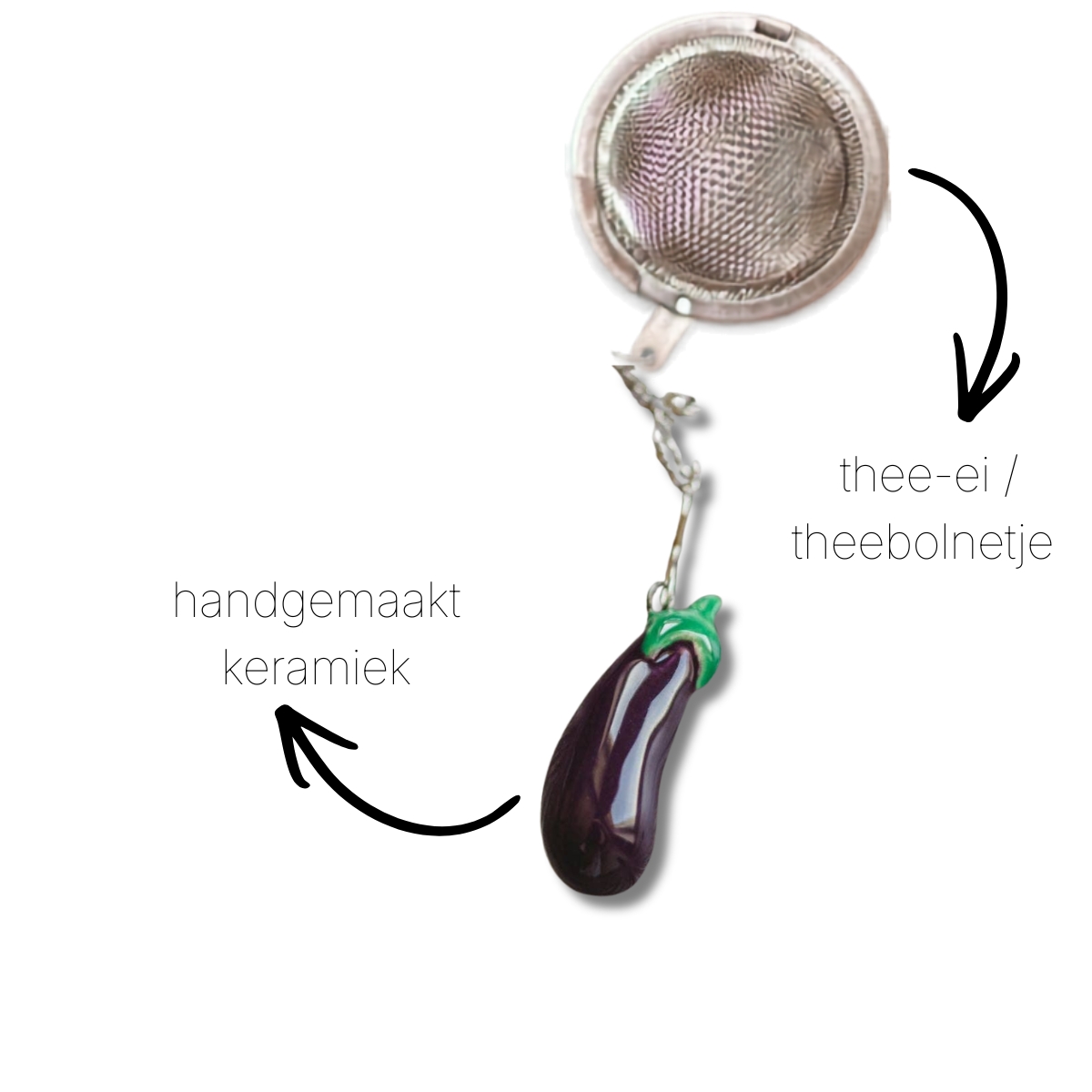 Thee-ei met aubergine van keramiek | handgemaakt - Afbeelding 2