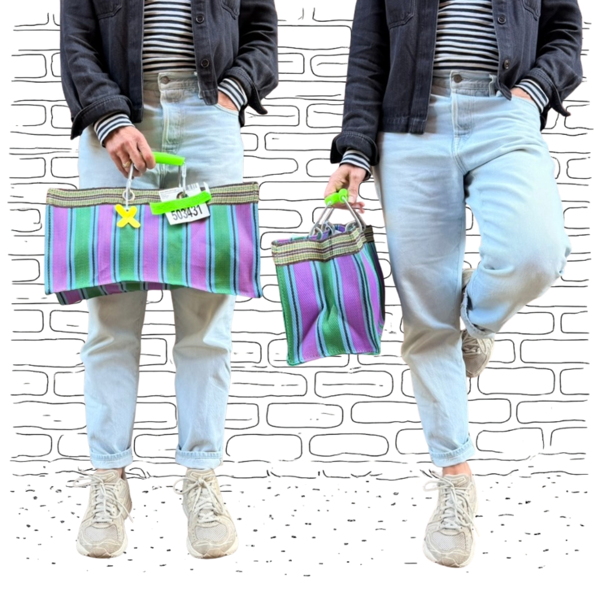 Retro tas langwerpig div. kleuren | 100% recycled plastic - Afbeelding 3