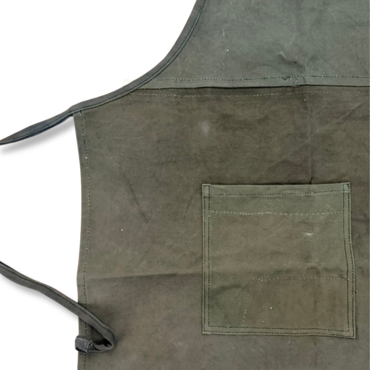 detail van het zakje van groen schort gemaakt van gerecycled tentstof